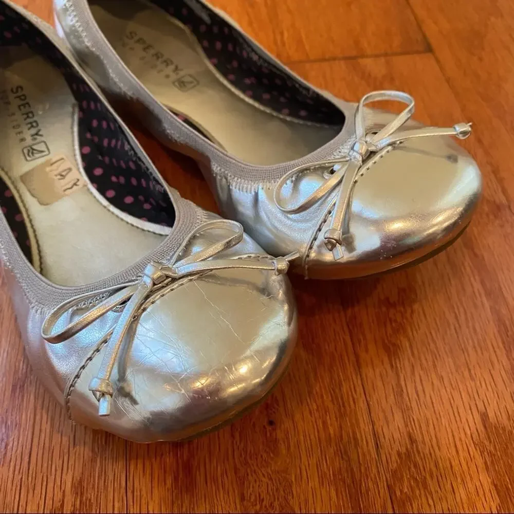 Sperry Elise Silver Ballet Flats sz 1.5 Silver Rounded Toe Shoes